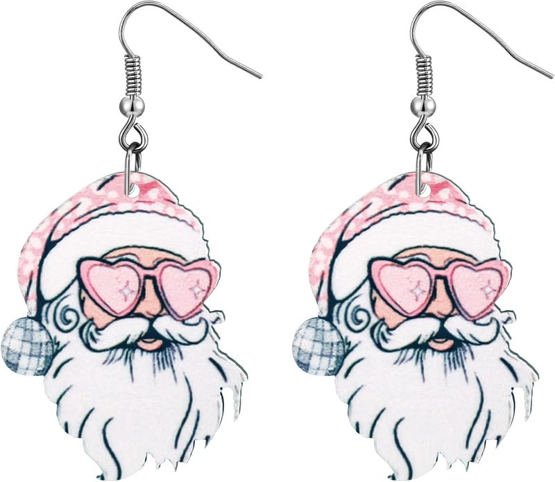 PEALICIOUS Christmas Earrings for Women Cute Cat Earings Christmas Tree Cakes Accessories Gingerbread House Earrings Dangling Pink Xmas Gifts Matching Womens Xmas Costume Holiday Jewelry - Image 1